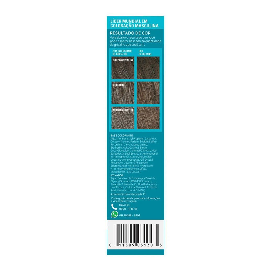 Tonalizante Grecin 5 Just For Men Color Gel Barba e Bigode - Castanho Claro