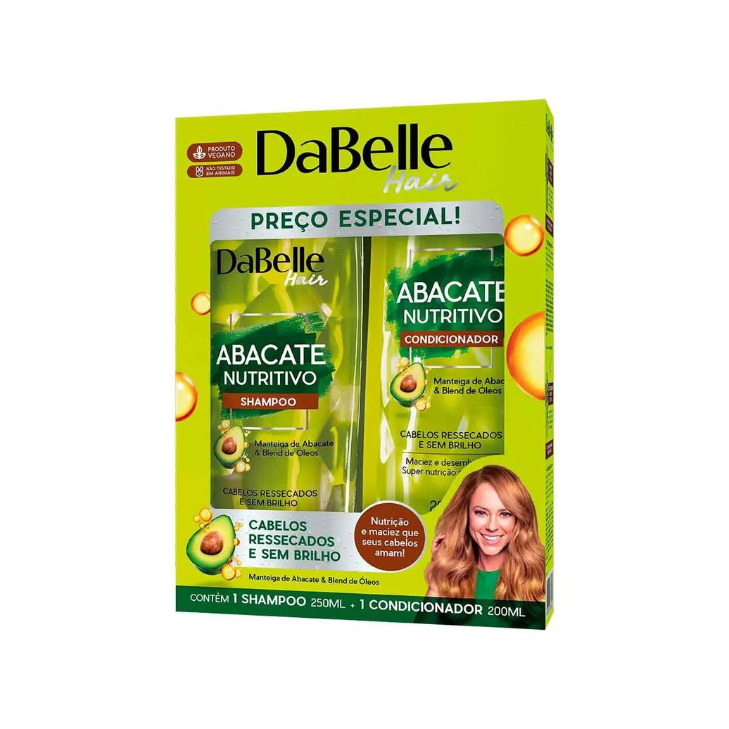 Kit DaBelle Hair Abacate Nutritivo Shampoo 250ml + Condicionador 200ml