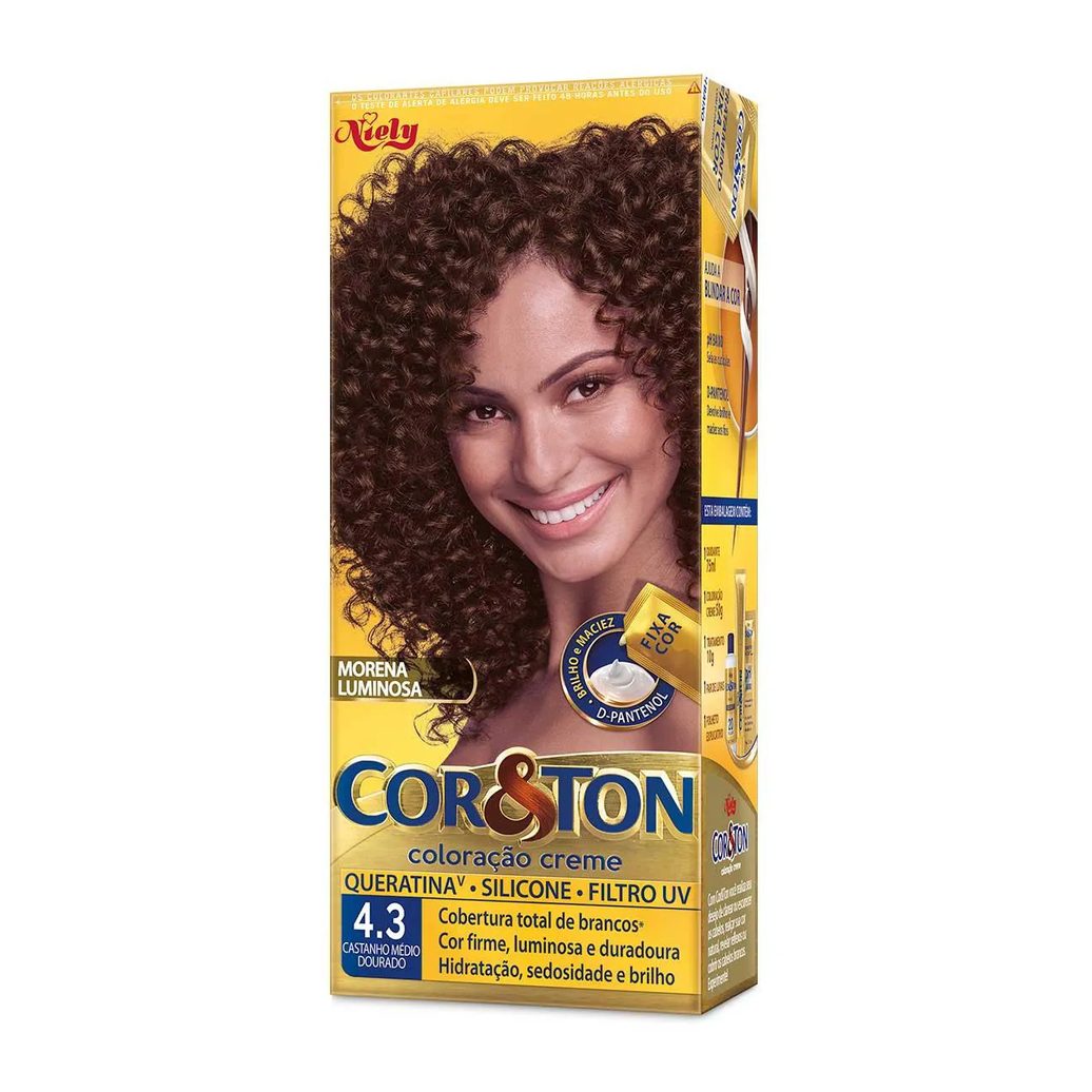 Tinta de Cabelo Permanente Cor&Ton Niely - 4.3 Castanho Médio Dourado