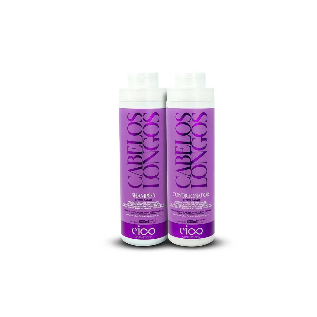 Kit Eico Cosméticos Cabelos Longos Shampoo 800ml + Condicionador 800ml