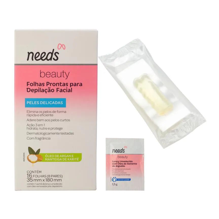 Folha Depilatória Facial Needs Beauty Pele Delicada 16 Folhas