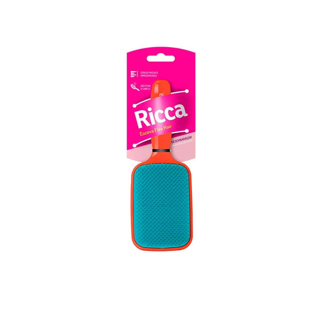 Escova de Cabelo Ricca Raquete Flex Vermelho - 1 unidade