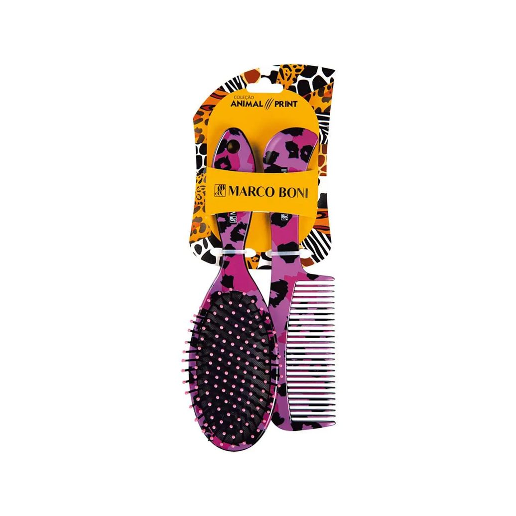 Pente e Escova de Cabelo Marco Boni Animal Print Animal Print - 1 unidade
