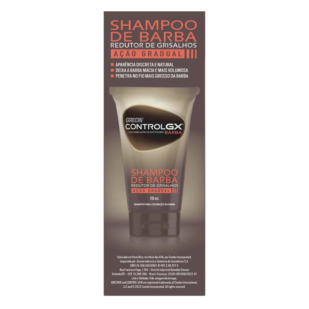Shampoo de Barba Grecin Control GX 118ml - Redutor de Grisalhos