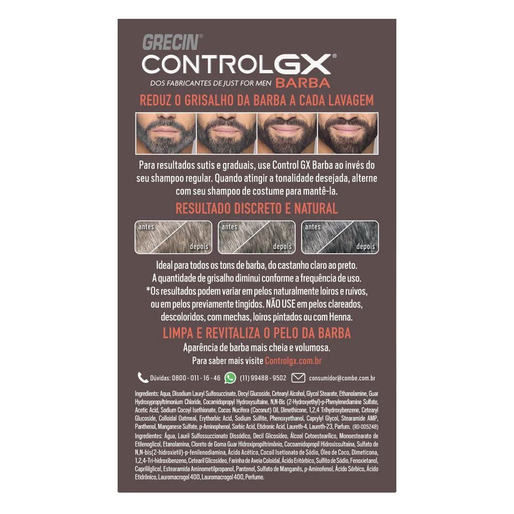 Shampoo de Barba Grecin Control GX 118ml - Redutor de Grisalhos