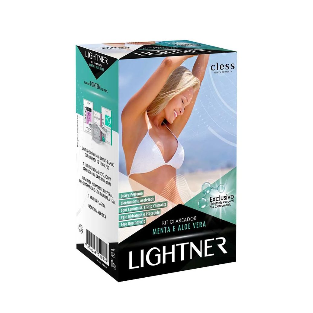 Kit Clareador de Pelos Lightner Menta e Aloe Vera com 5 itens