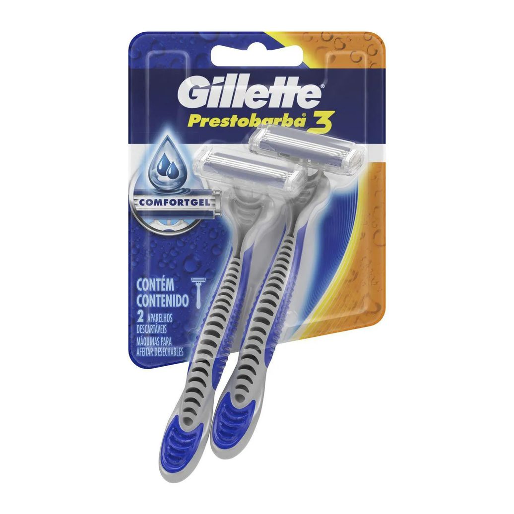 Barbeador Gillette Prestobarba 3 Comfortgel 2 unidades
