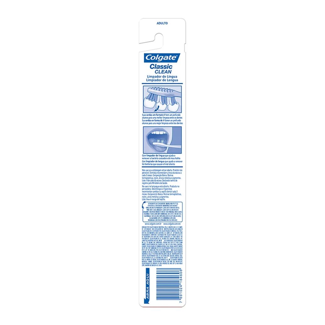Escova de Dente Colgate Classic Clean Média com 1 unidade