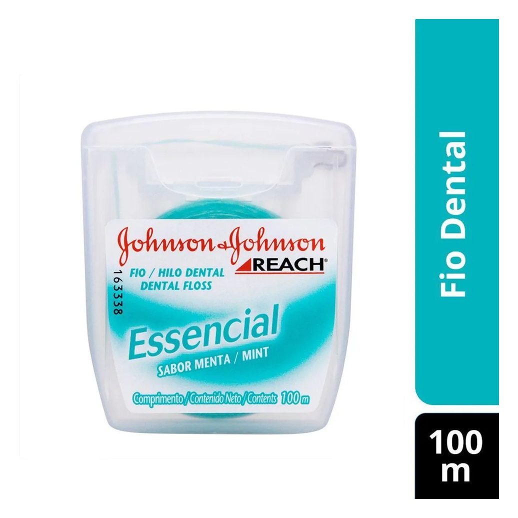 Kit Fio Dental Johnson's Reach Essencial Sabor Menta 3 unidades de 100 metros cada