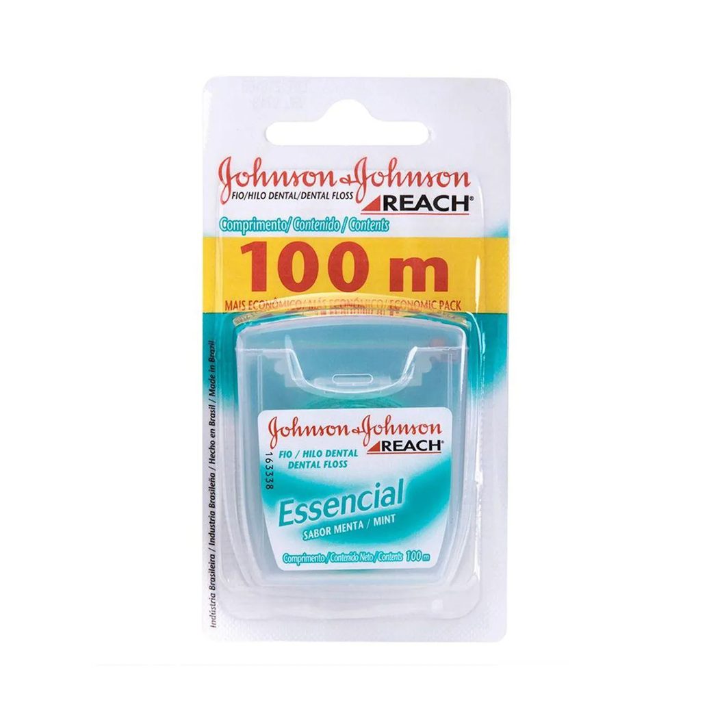 Kit Fio Dental Johnson's Reach Essencial Sabor Menta 3 unidades de 100 metros cada