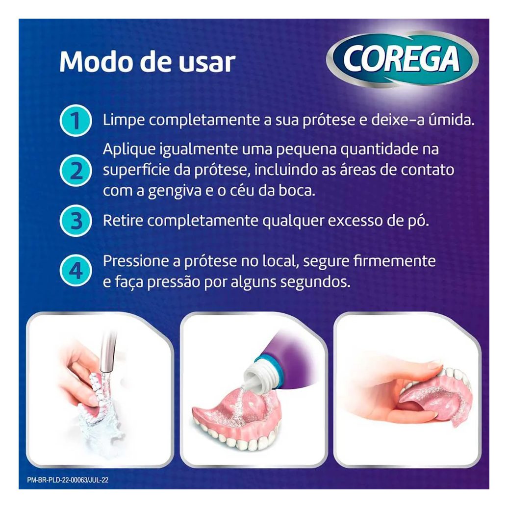 Pó Fixador de Dentaduras Corega 3 em 1 Sabor Menta 50g