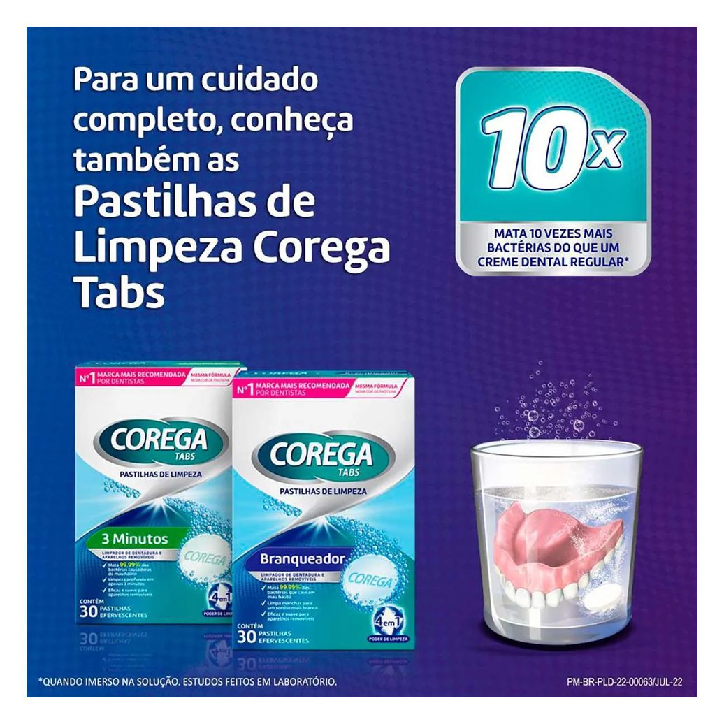 Pó Fixador de Dentaduras Corega 3 em 1 Sabor Menta 50g