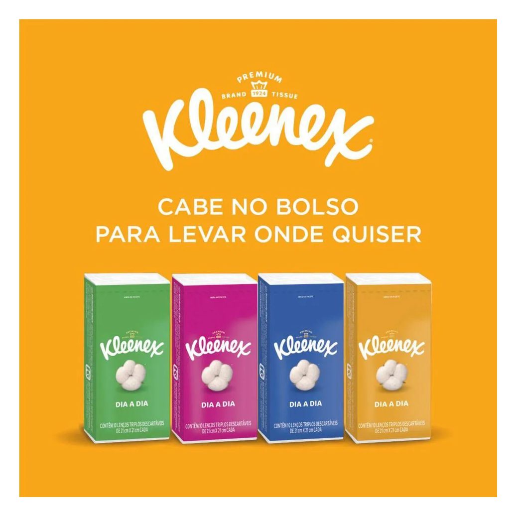 Lenço de Papel de Bolso Kleenex Dia a Dia com 10 unidades