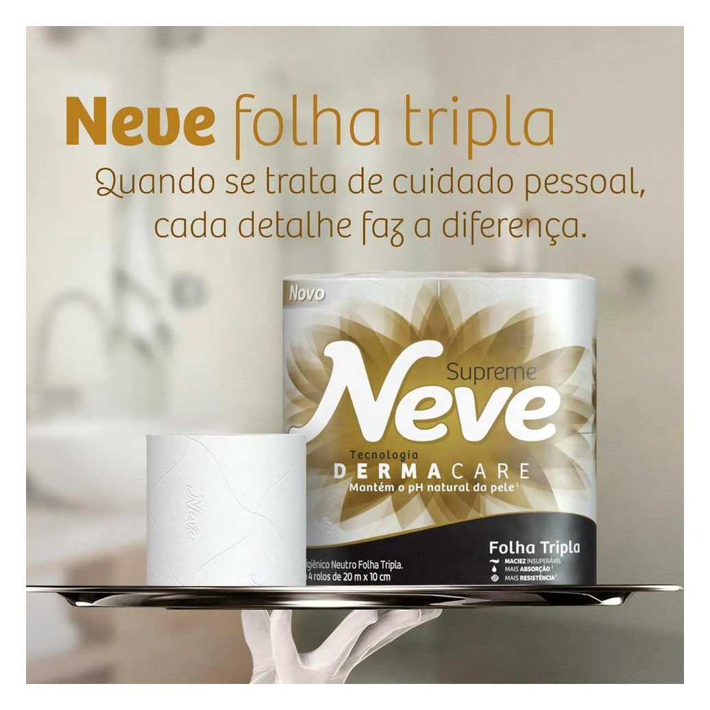 Papel Higiênico Neve Supreme Folha Tripla 4 rolos