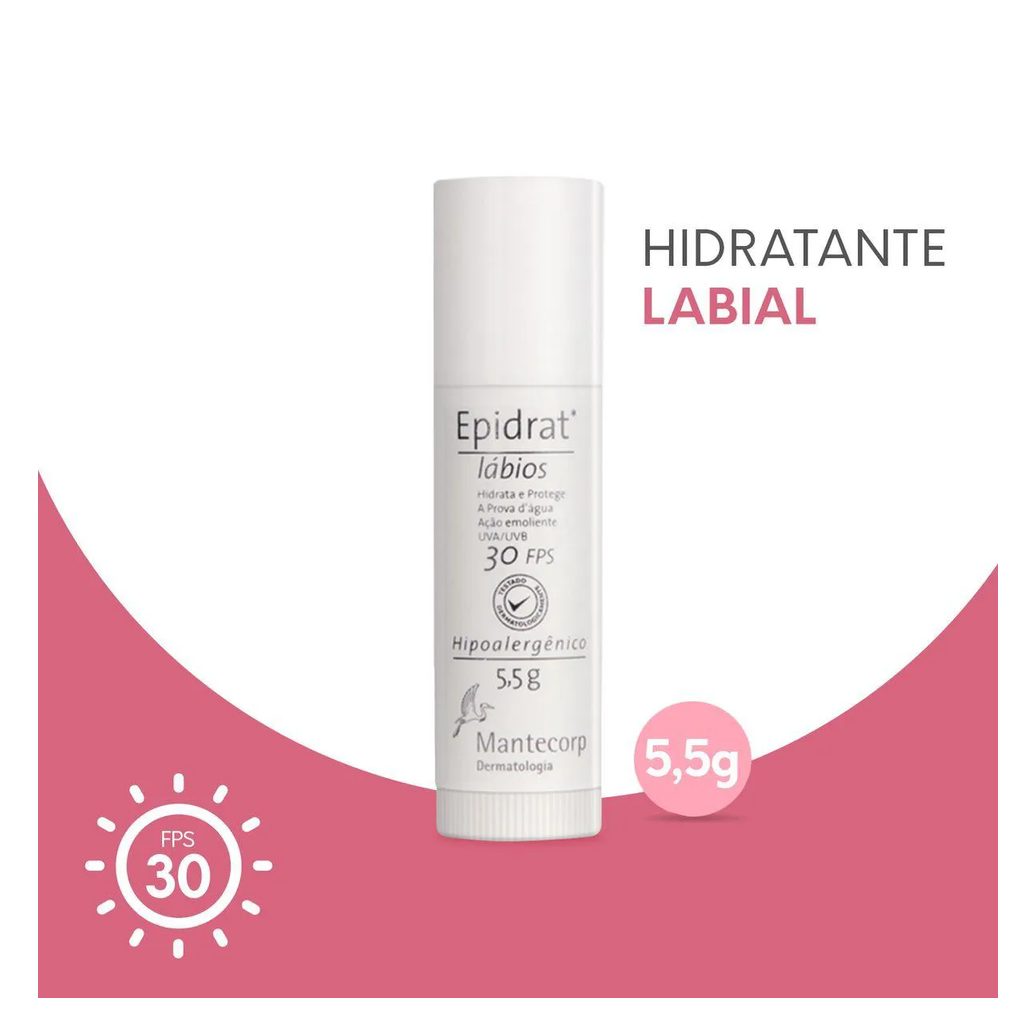 Hidratante Labial Epidrat Lábios Mantecorp FPS 30 com 5,5g