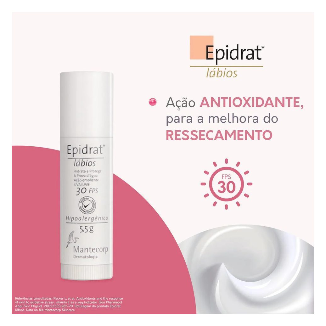 Hidratante Labial Epidrat Lábios Mantecorp FPS 30 com 5,5g