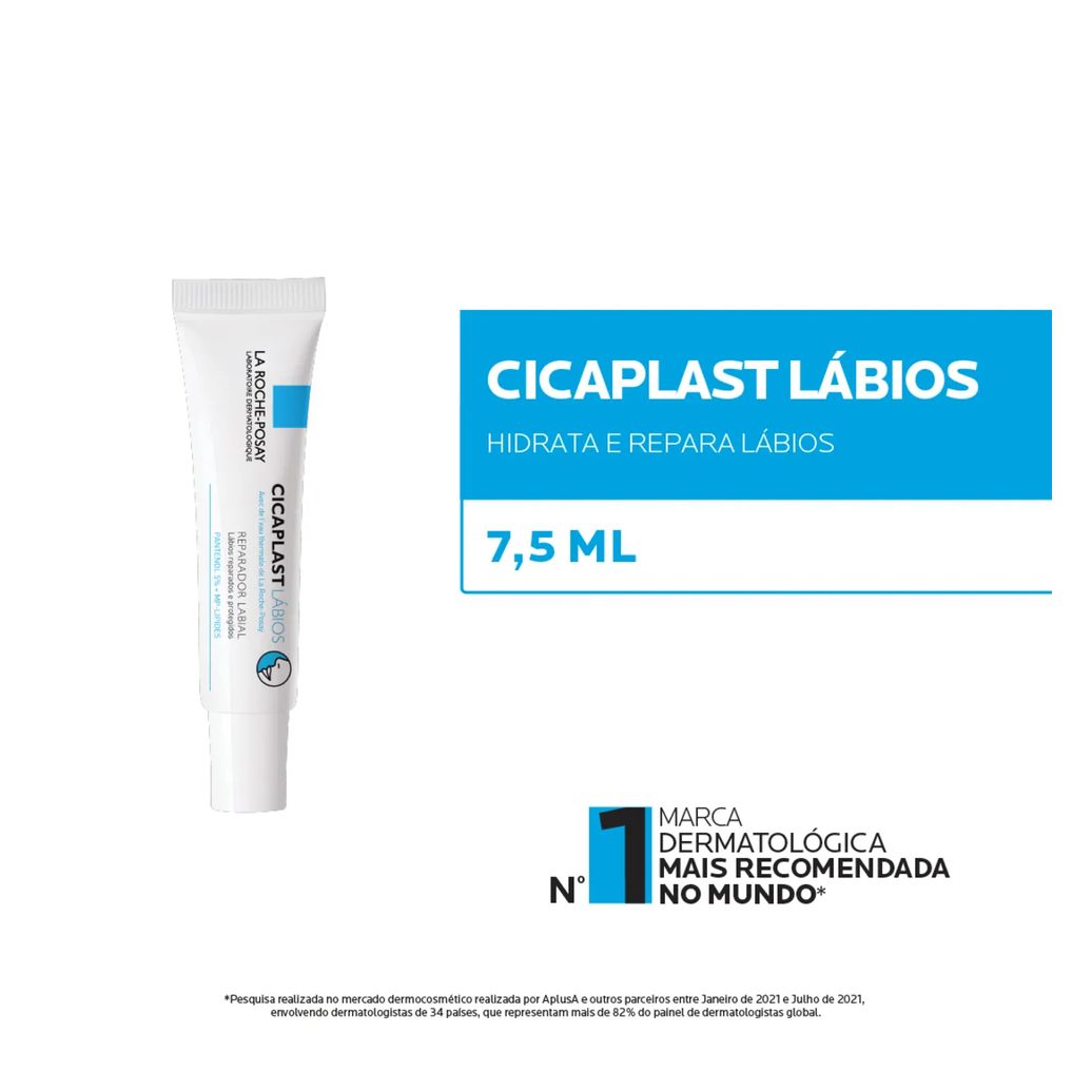 Reparador Labial Cicaplast Lábios La Roche-Posay 7,5ml Reparação e Proteção para Lábios Ressecados