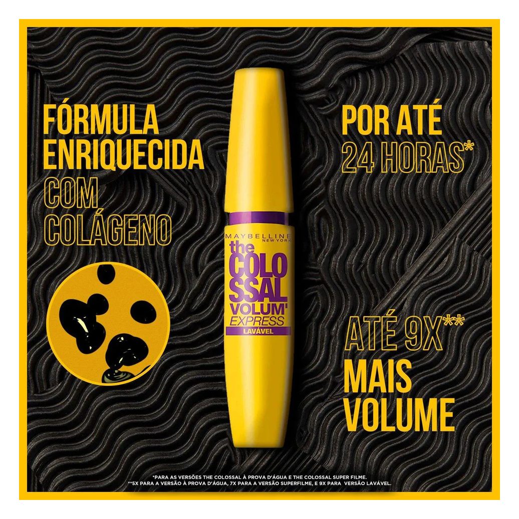 Kit Maybelline NY Máscara de Cílios The Colossal Volum' Express Lavável Preto, 9.2ml - 2 unidades