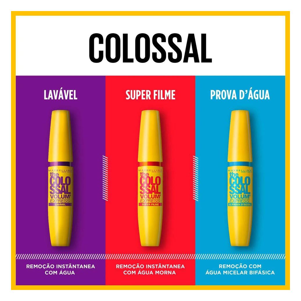 Kit Maybelline NY Máscara de Cílios The Colossal Volum' Express Lavável Preto, 9.2ml - 2 unidades