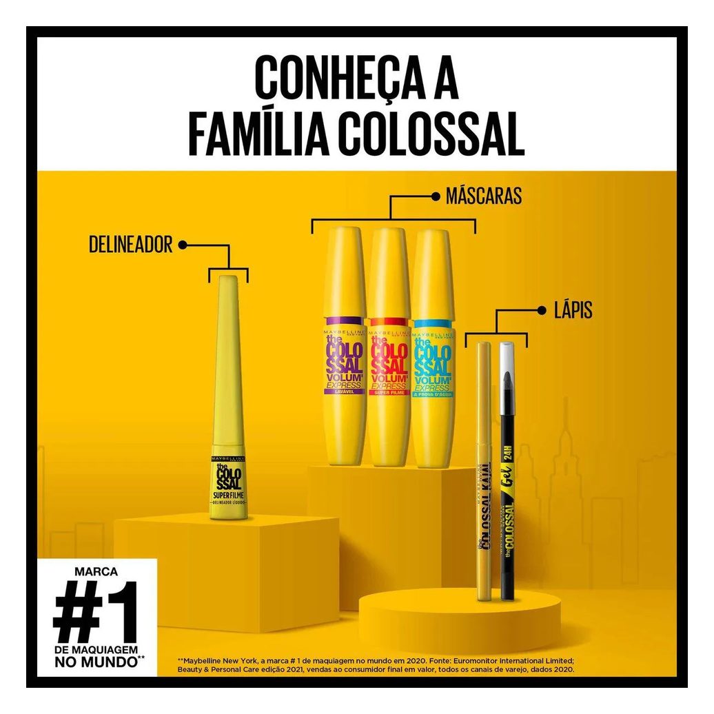 Máscara de Cílios Maybelline The Colossal Volum' Express à Prova D'água Preto 9,2ml