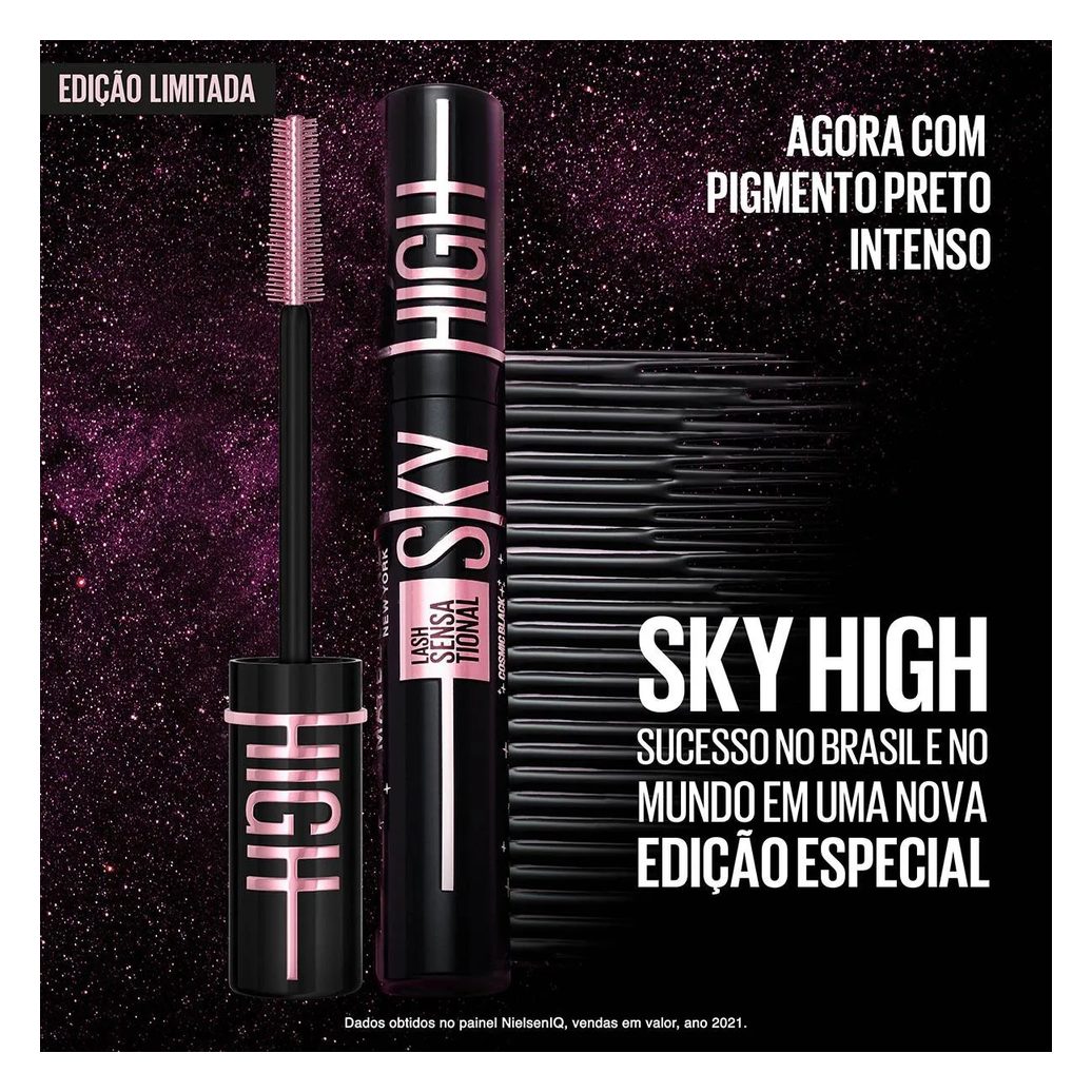 Máscara de Cílios Maybelline NY Lash Sensation Sky High Lavável 7,2ml - Cosmic Black
