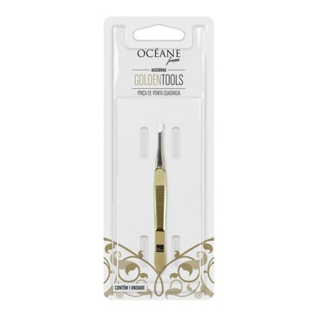 Pinça de Ponta Quadrada Océane Golden Tools Inox com 1 unidade