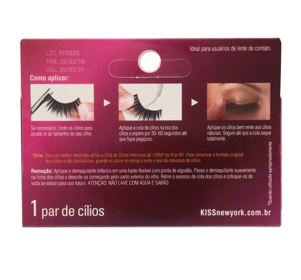 Cílios Postiços Kiss NY I-Envy Au Naturale 02 com 1 par