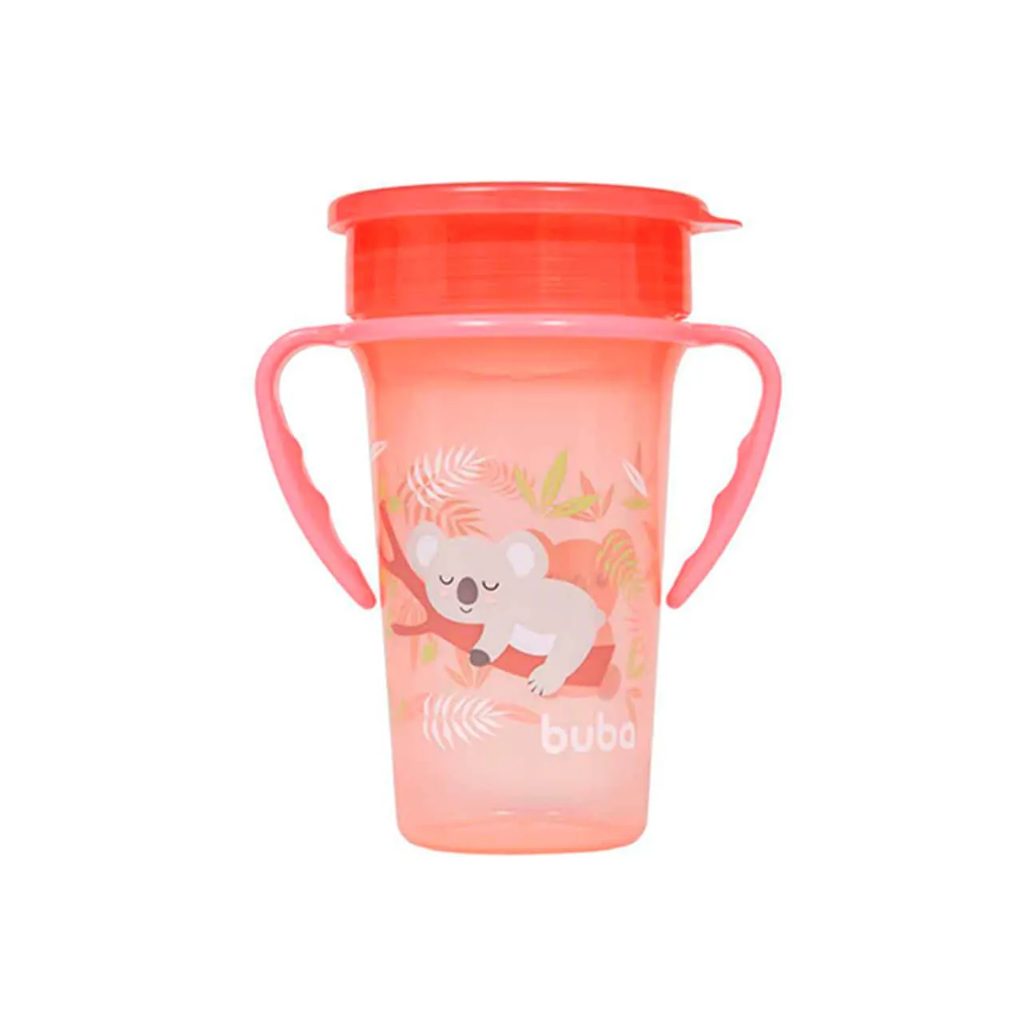Copo de Treinamento Buba 360° com Alça Coala Rosa 300ml - 1 unidade