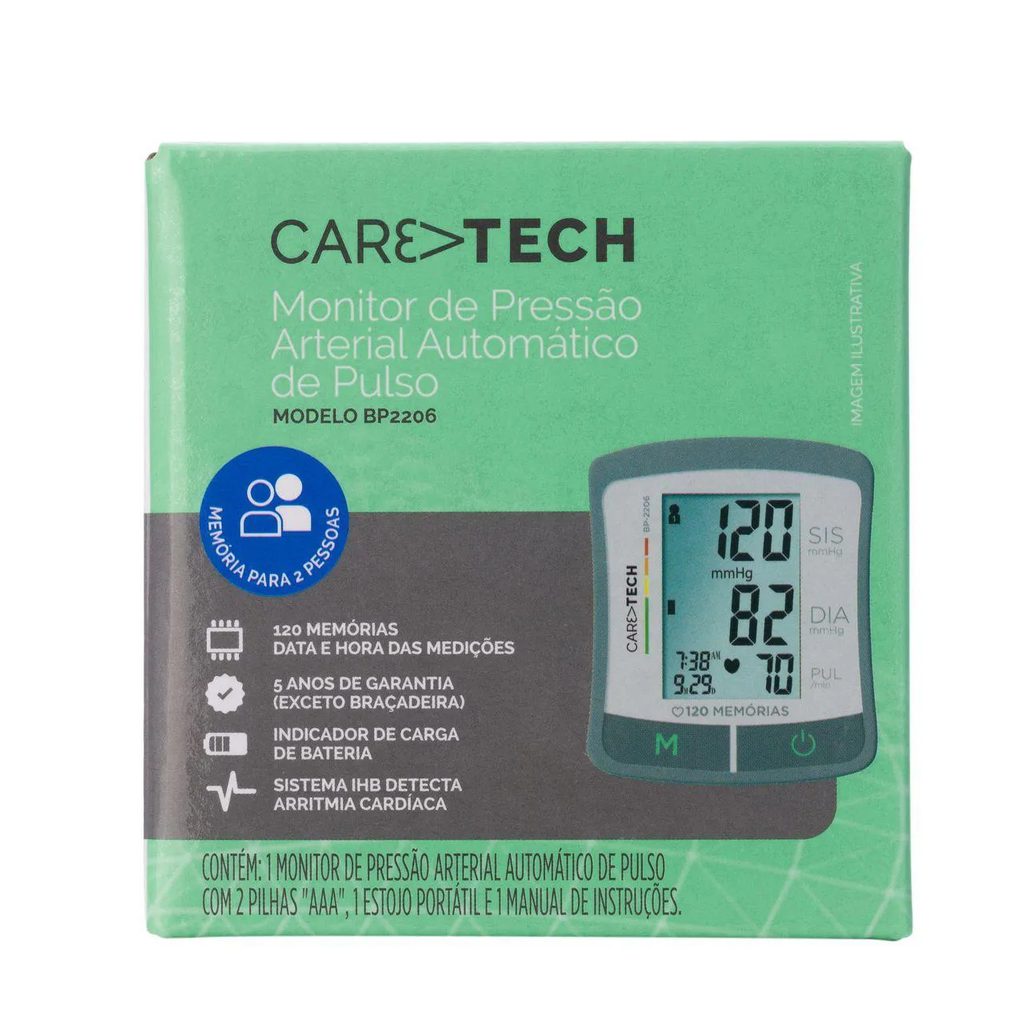 Monitor de Pressão Arterial de Pulso Caretech BP2206 1 Unidade