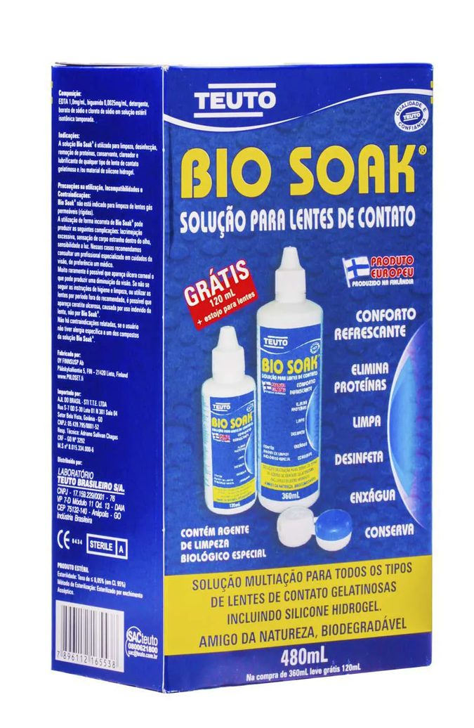 Kit Bio Soak Solução para Lentes de Contato com 480ml e 1 estojo grátis