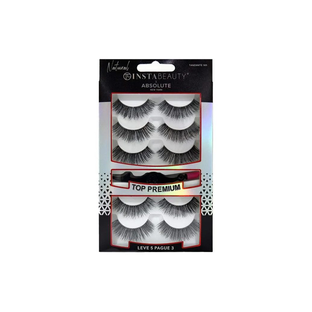 Absolute New York Pack Tanjanite 505 Cílios Postiços Longo Natural Preto 5 Pares