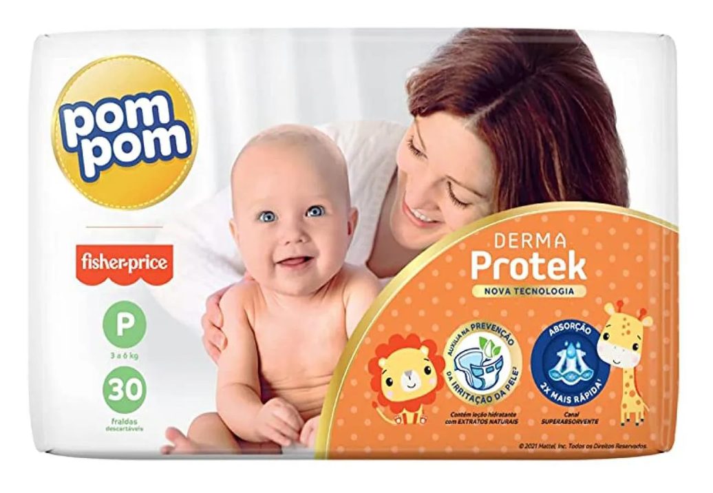 Fralda Pom Pom Derma Protek P 30 unidades
