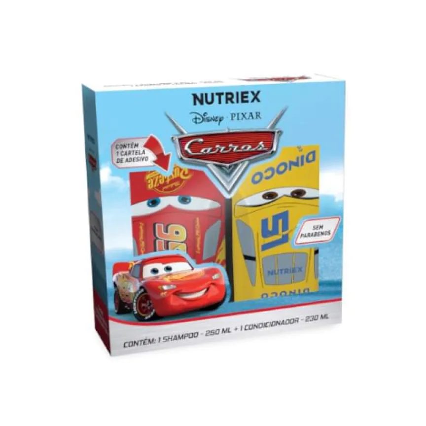 Kit Carros Shampoo 250 Ml + Condicionador 230 Ml + Adesivos Nutriex Infantil