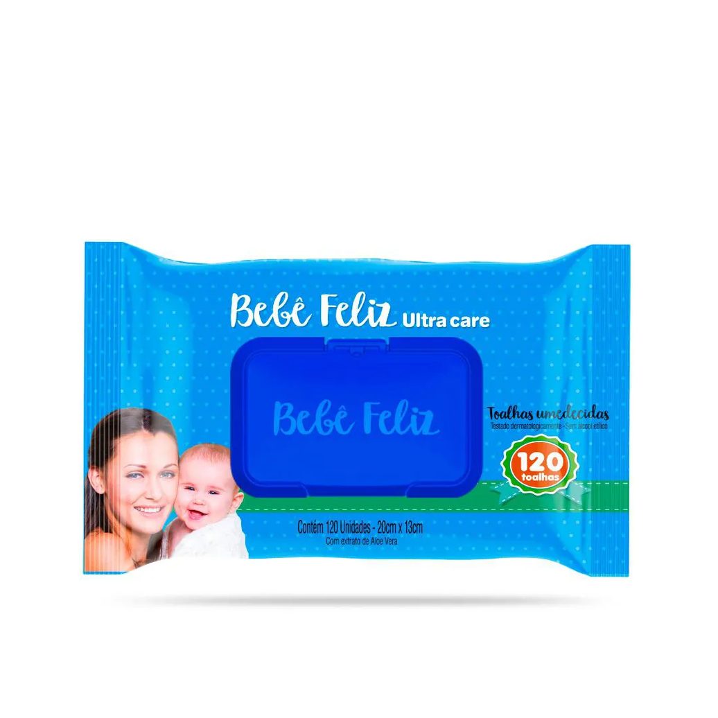 Lenço Umedecido Bebê Feliz Ultra Care Aloe Vera 120 unidades