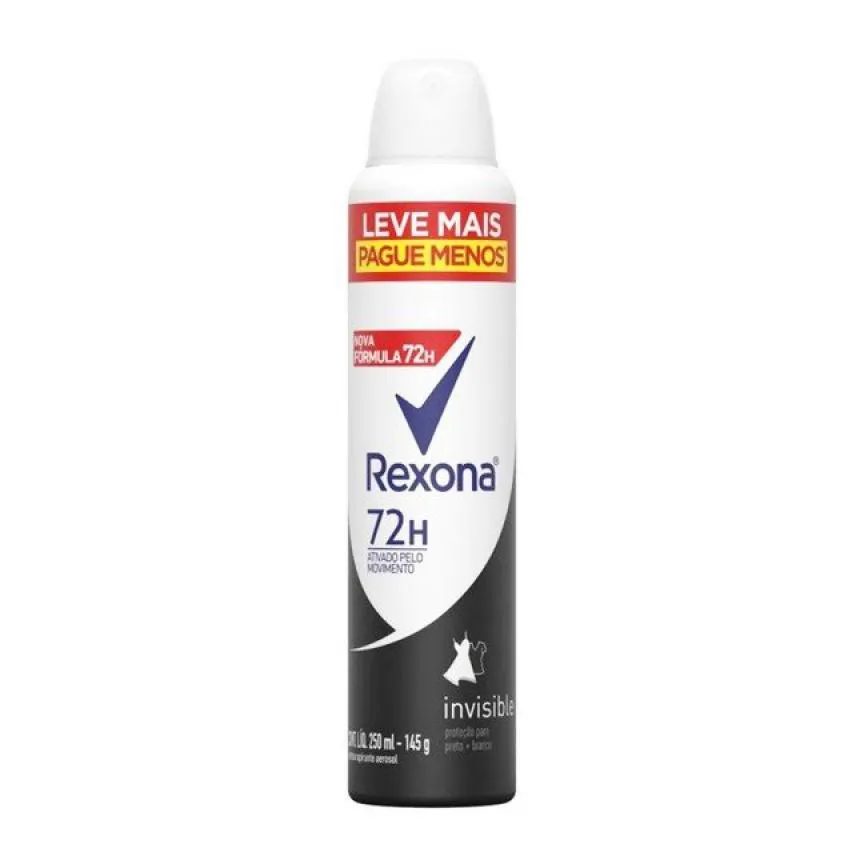 Desodorante Antitranspirante Aerosol Rexona Antibacterial Plus Invisible Feminino72h 250ml