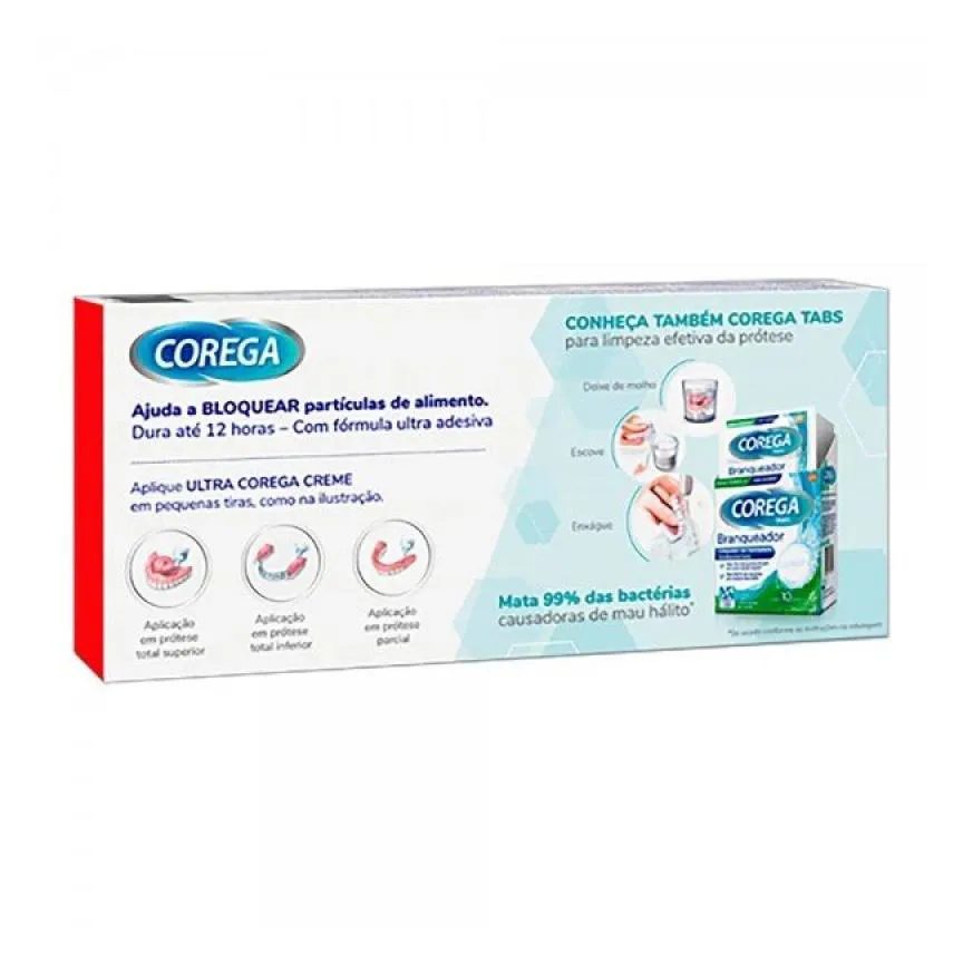 Kit Corega Ultra Creme Fixador de Dentaduras sem Sabor com 2 unidades com 68g Cada