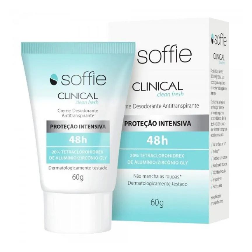 Desodorante Antitranspirante Creme Soffie Clinical Clean Fresh 60g