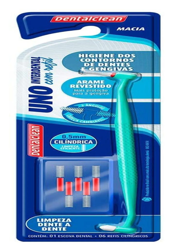 Escova de Dentes Unitufo Uno Dentalclean com Suporte para Interdental Cilíndrica - Grátis Refil 0, 5 Mm 6 unidades