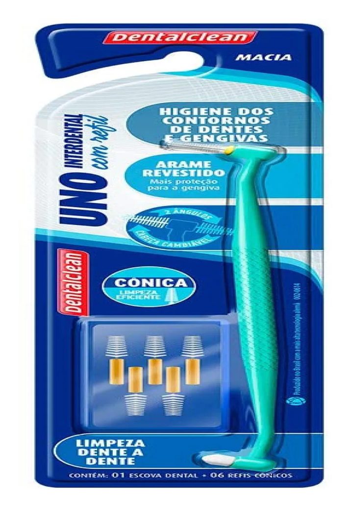 Escova de Dentes Unitufo Uno Dentalclean com Suporte para Interdental Cônica - Grátis Refil Cônico 6 unidades