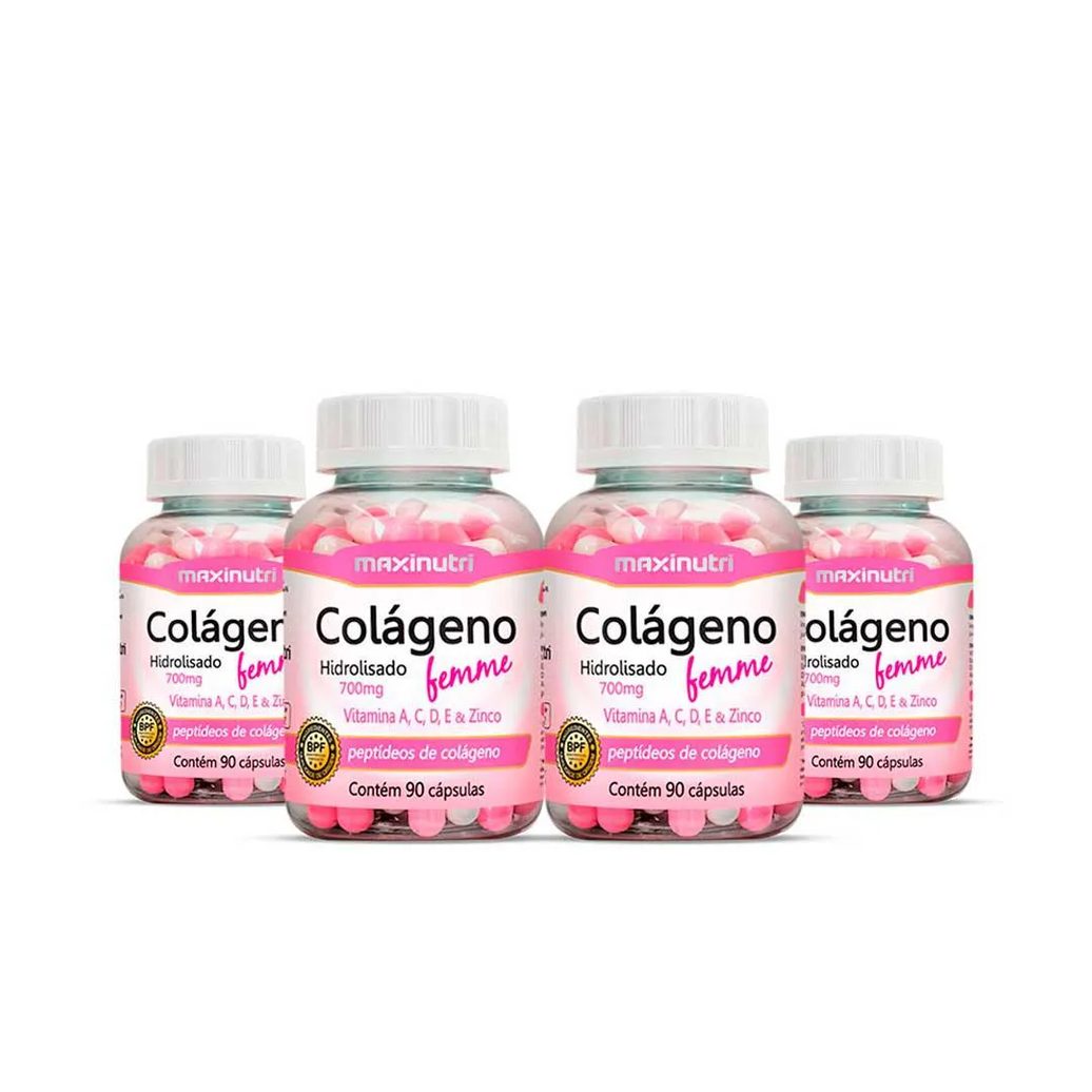 Kit 4 Colágeno Femme Vitaminas + Zinco 90 Cápsulas Maxinutri