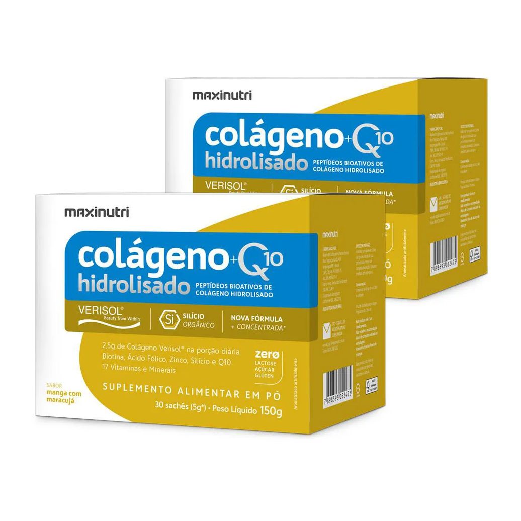 Kit 2 Colágeno + Q10 Verisol Sachê Manga Maracujá Maxinutri