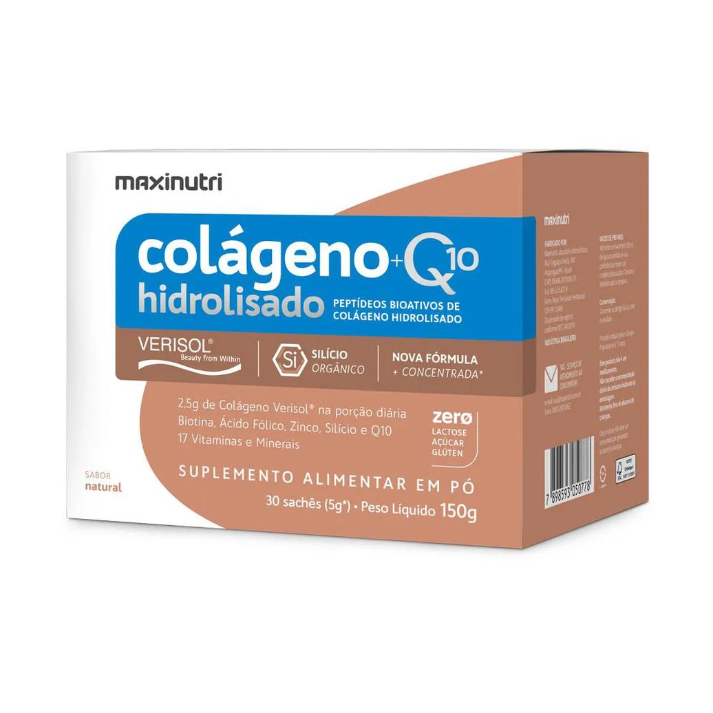 Colágeno Verisol Sachês 30x5g Sabor Natural + Q10 Maxinutri