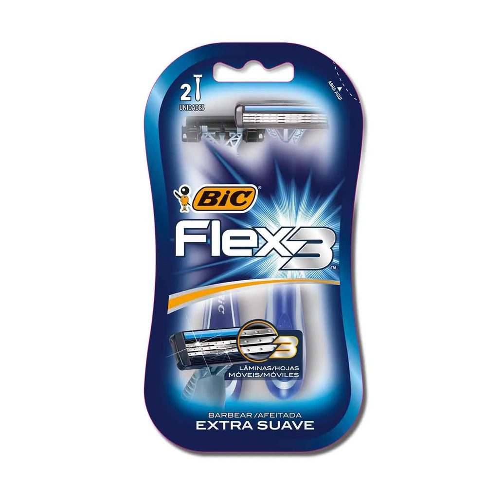 Barbeador Bic Flex 3 Extrasuave Descartável 2 unidades