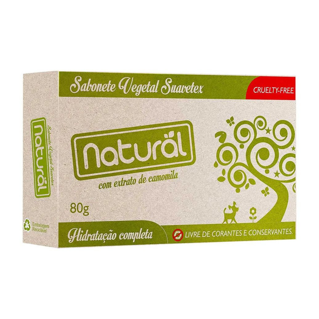 Sabonete Vegetal Suavetex Natural Extrato de Camomila em Barra 80g