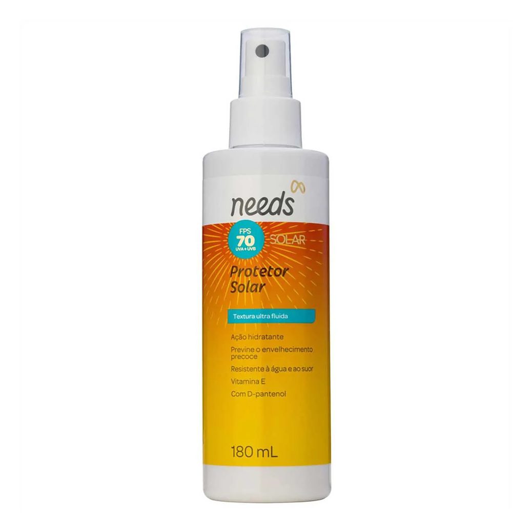 Kit Protetor Solar Needs Spray Corporal FPS 70 180ml + Labial FPS 20 3,6g + Gel Pós-sol 120g