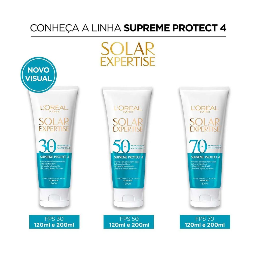 Protetor Solar Corporal FPS 70 L'Oreal Solar Expertise Supreme Máxima Proteção Solar Corporal 200ml