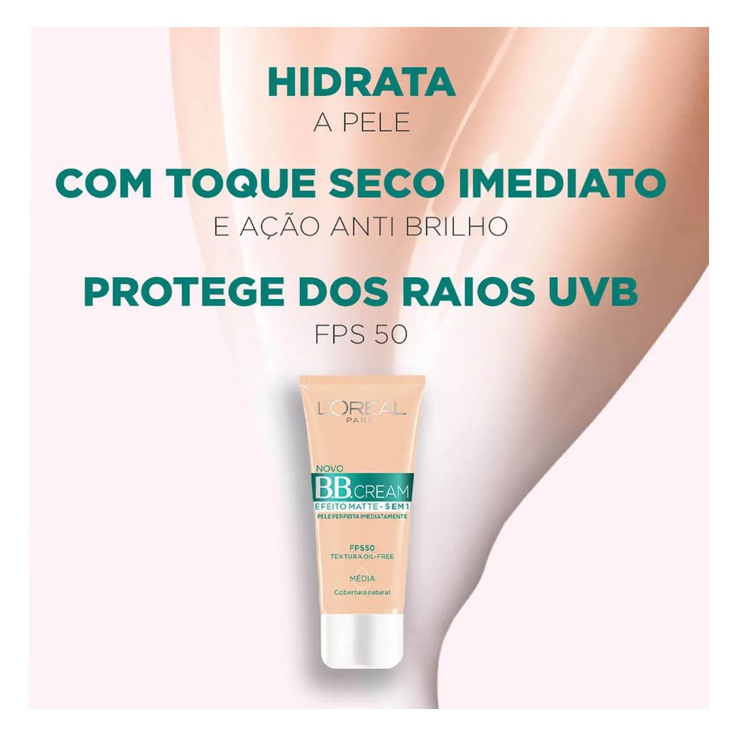 Base BB Cream L'Oréal Paris Efeito Matte 5 em 1 Cor Escura FPS 50 30ml