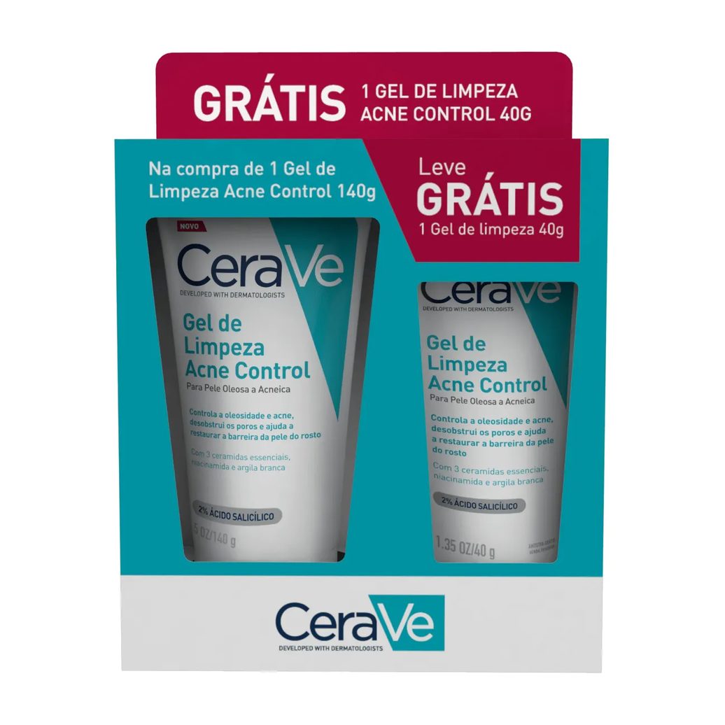 Promo Pack Gel de Limpeza Cerave Acne Control 140g + Grátis 40g