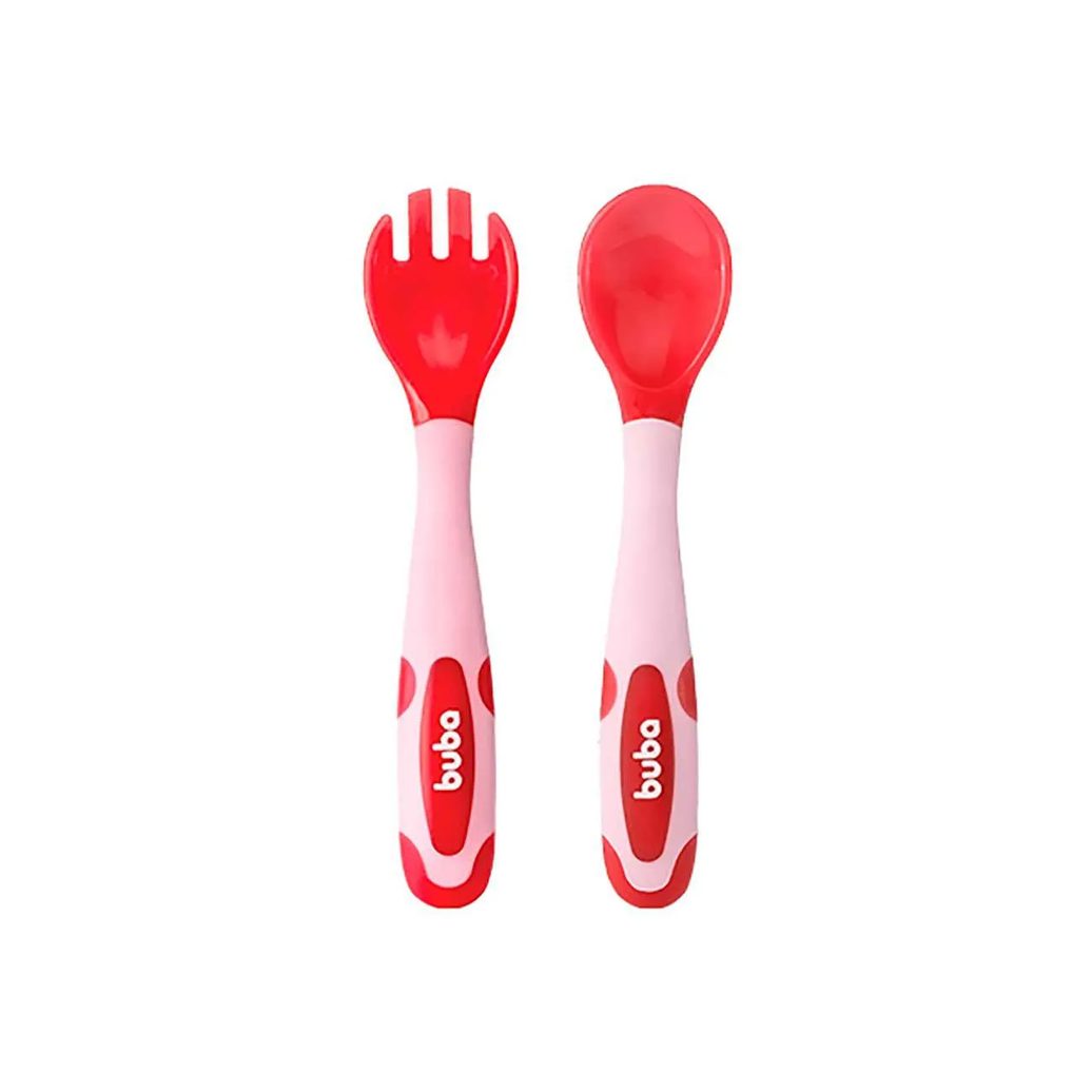 Kit Talher Flexível Buba Baby Termossensível Vermelho com 1 unidade