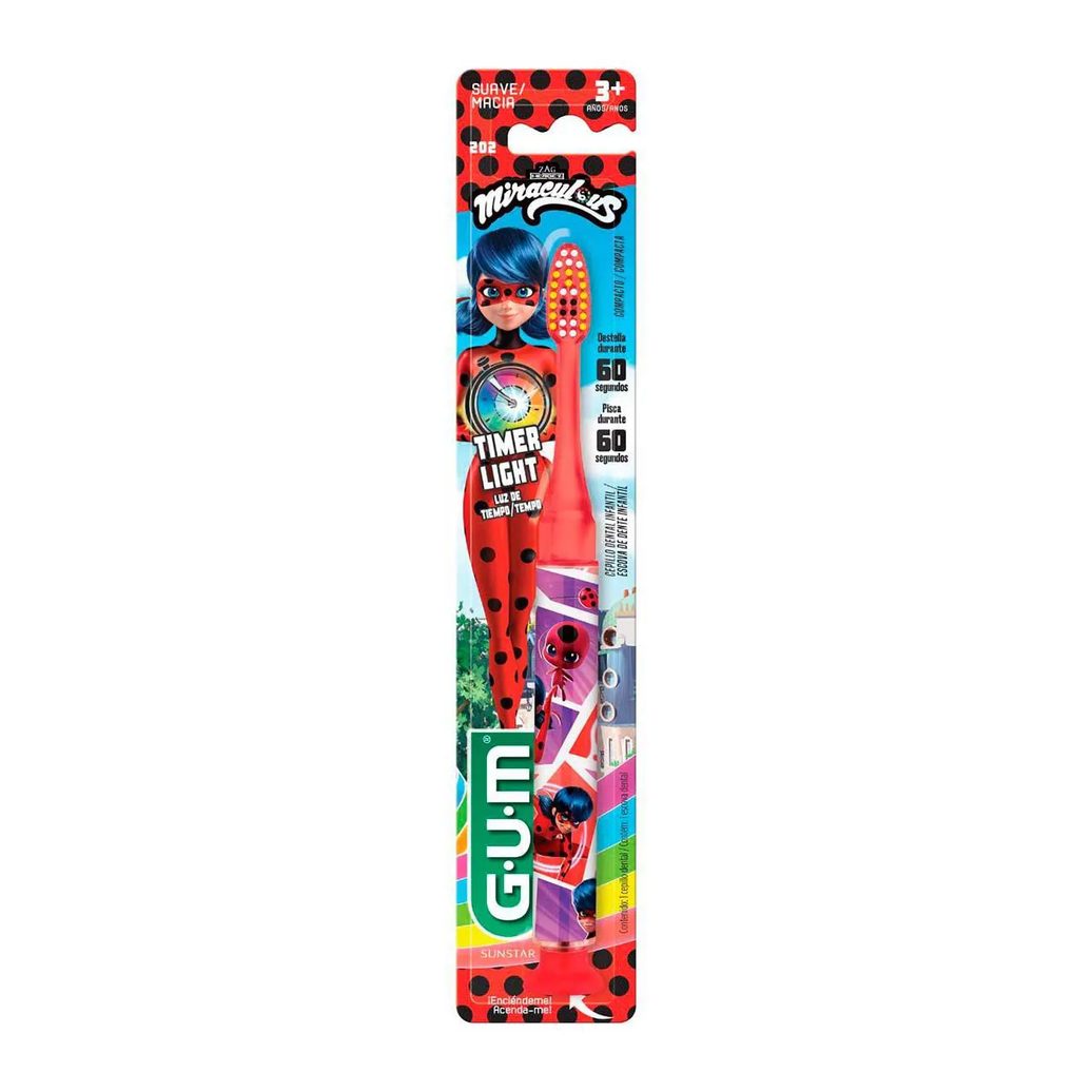 Escova de Dente Infantil GUM Miraculous Timer Light Macia